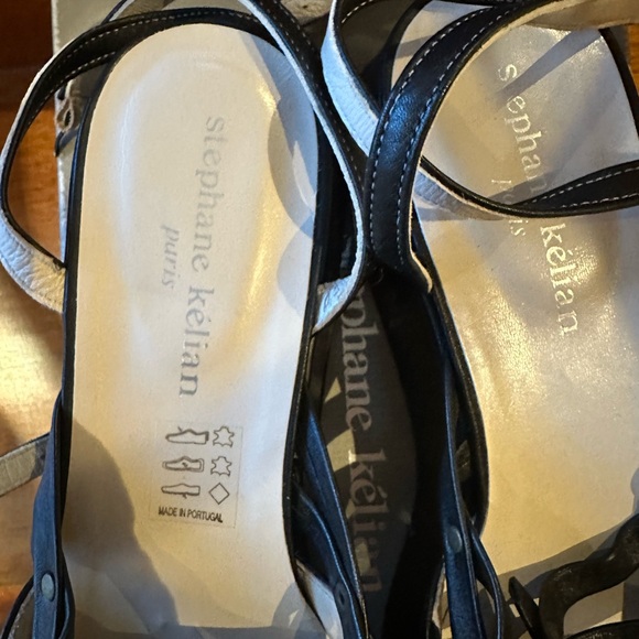 Stephane Kelian Black Leather Platform Studded Wedge Sandals/Shoes 40 - Picture 6 of 8